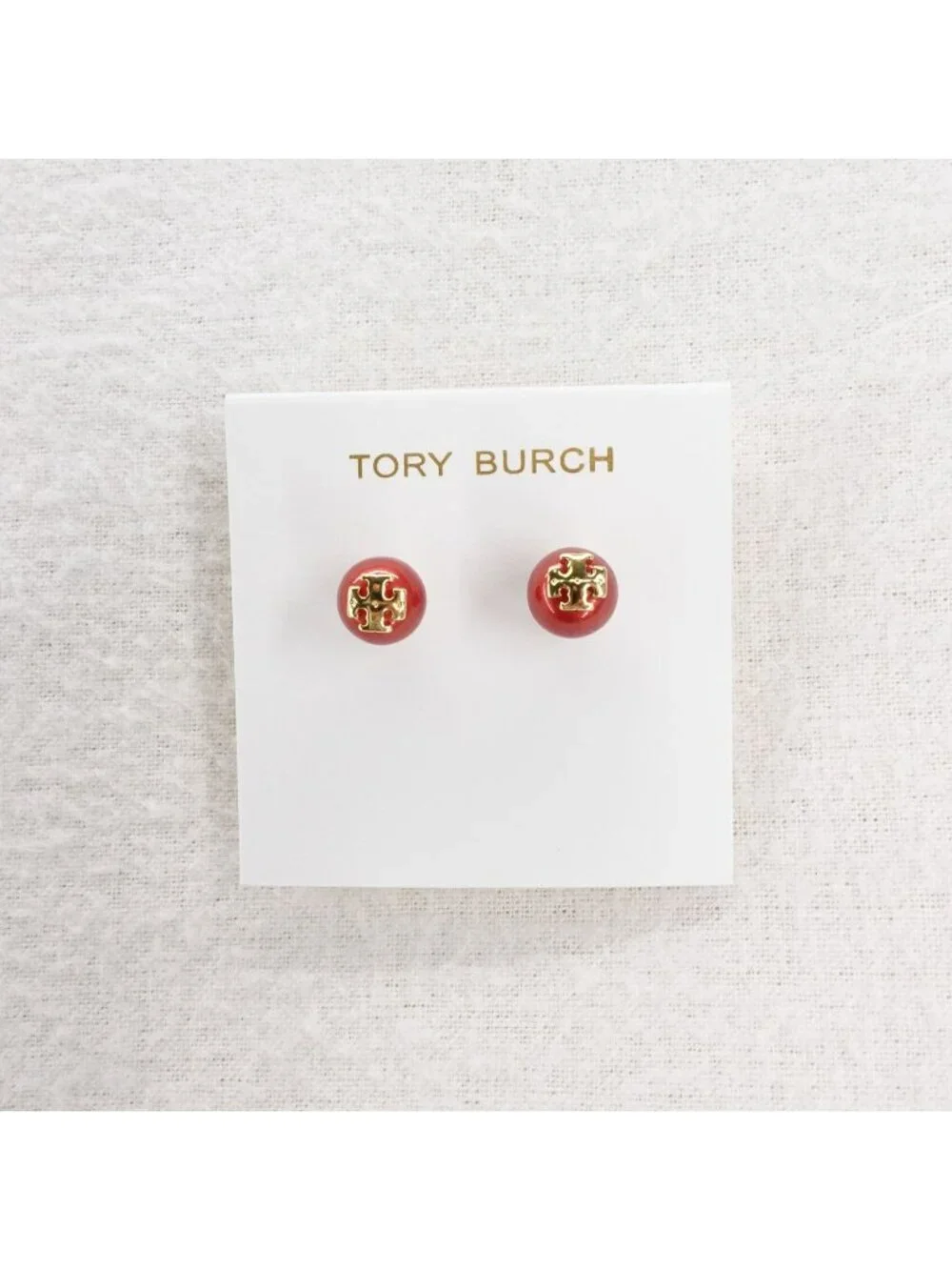 Tory Burch Kira Pearl Stud Earrings Red OS